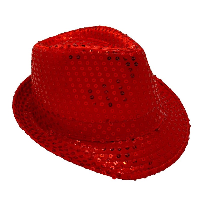 Red sequin fedora hat for adults