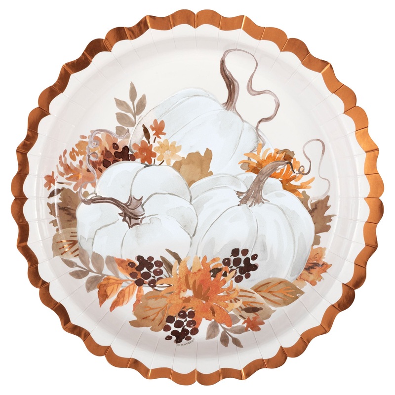 Thankful Harvest Large Lunch Paper Plates, 9 Inches, 8 Count