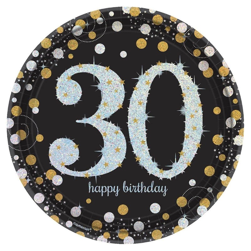 30th Sparkling Celeb - Round Plates 9 In. 8/pkg.