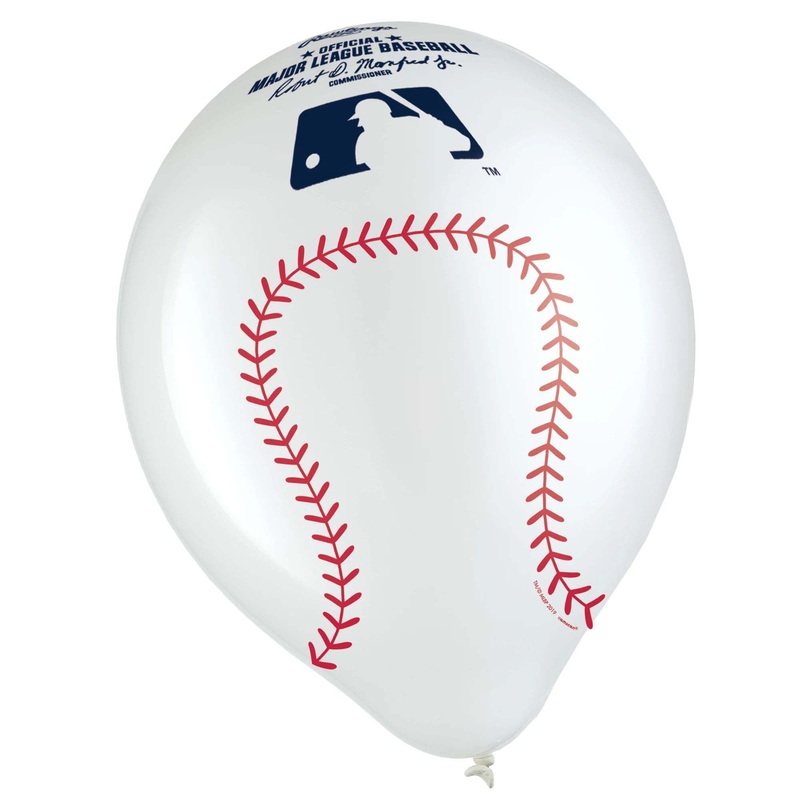 Baseball Printed Latex Balloons, 12 Inches, 6 Count