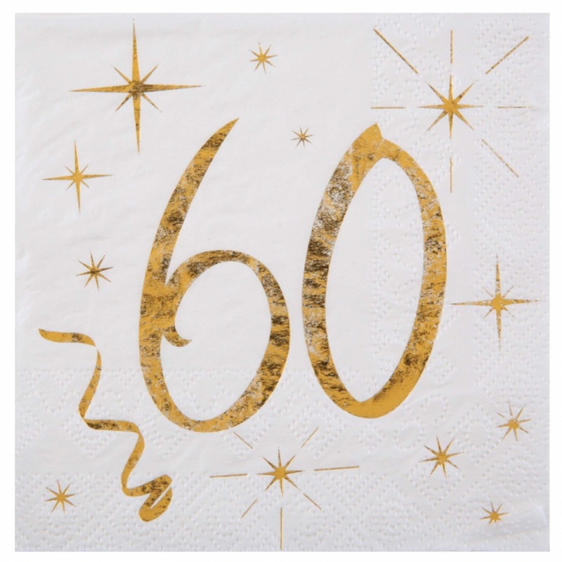 Starry Golden Age 60th Birthday Small Beverage Napkins, 20 Count