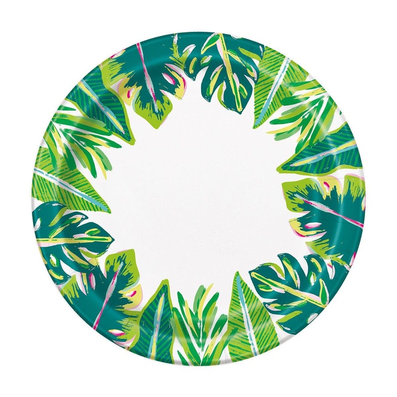 Tropical Leaves Dessert Paper Plates, 7in, 8Count