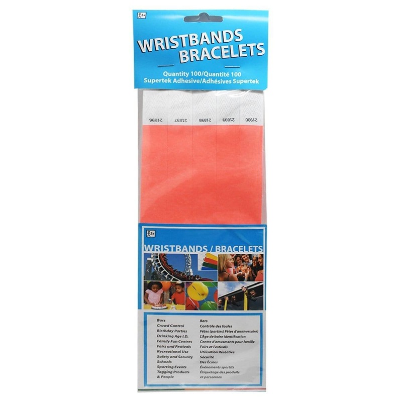 Wristband Supertek 3/4in Neon Sunfire 100 Per Package