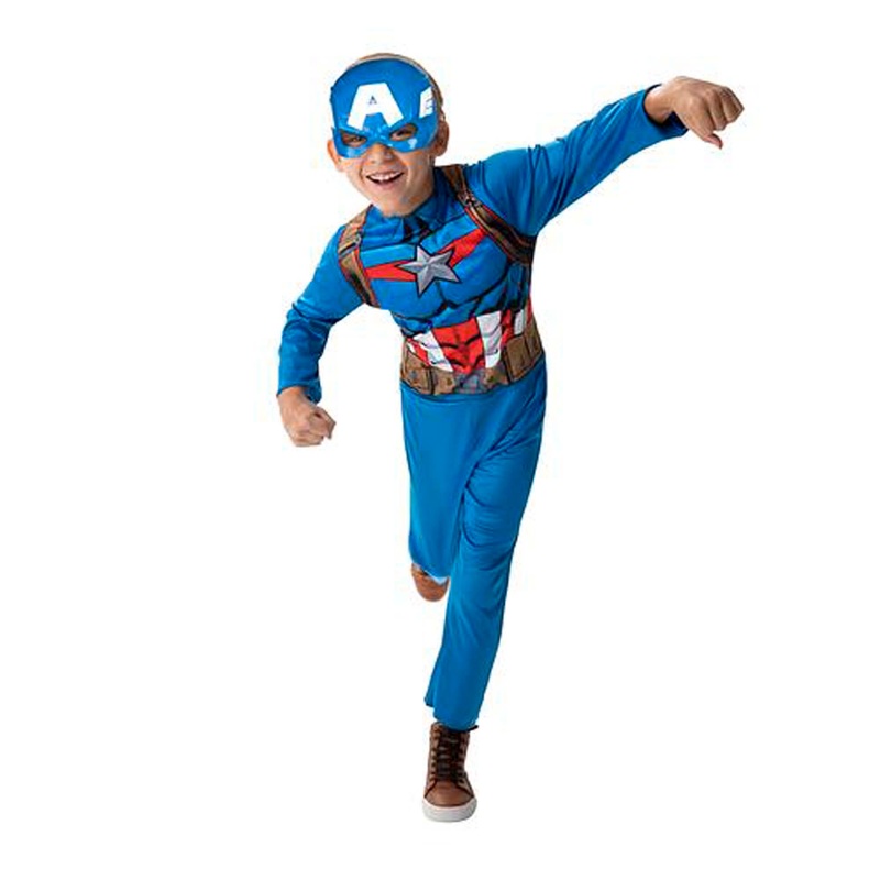 Captain America Value Costume for Kids, Marvel, Jumpsuit and Mask