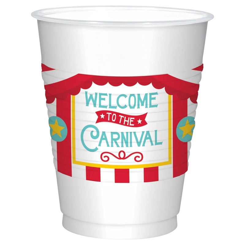 Carnival Birthday Party Plastic Favor Cup, 25 Count