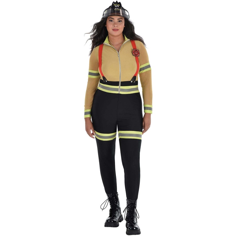 Firefighter Costume for Plus Size Adults, Bodysuit and Pants