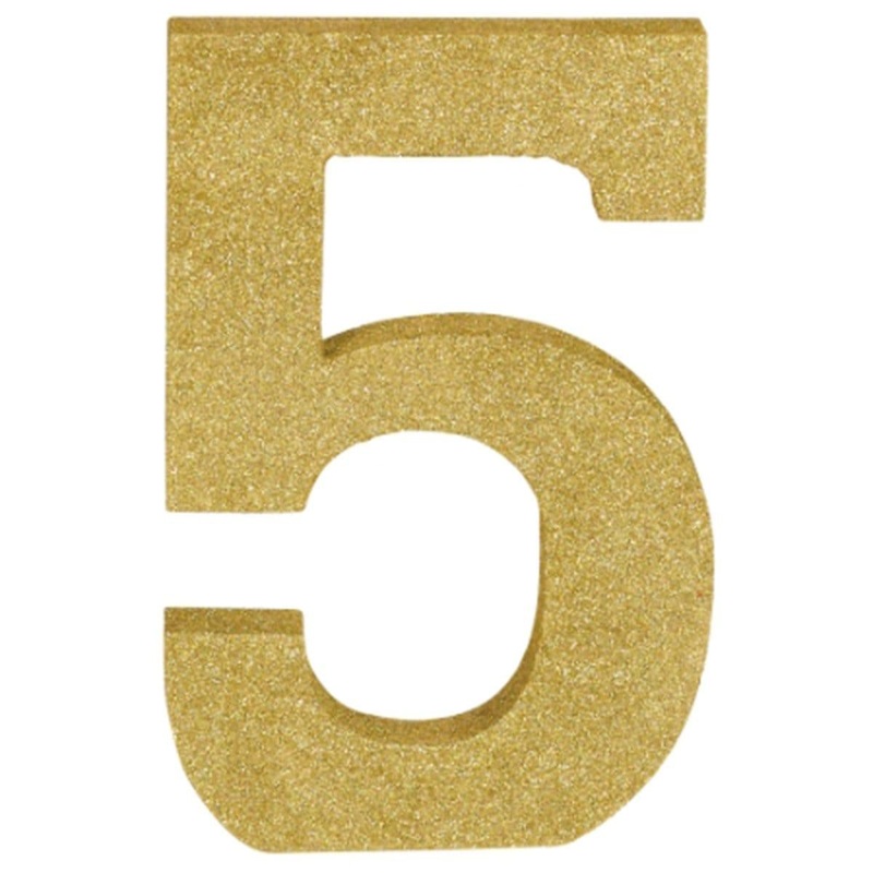 Gold Glitter Number - 5