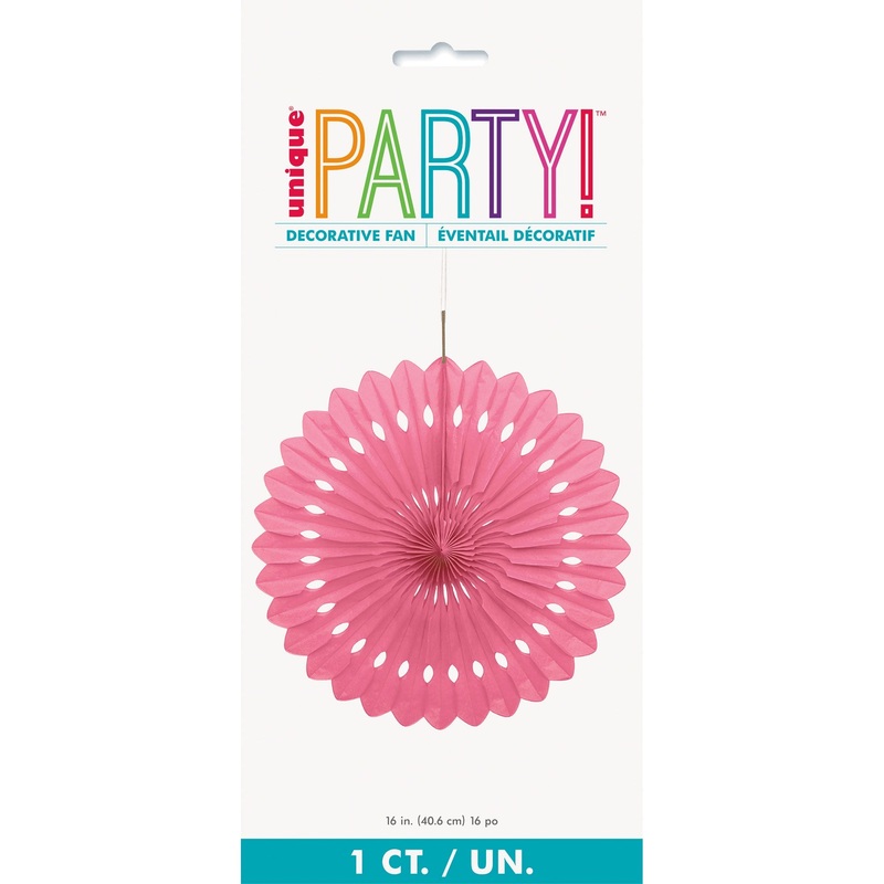 Hot Pink Decorative Paper Fan, 16 Inches, 1 Count