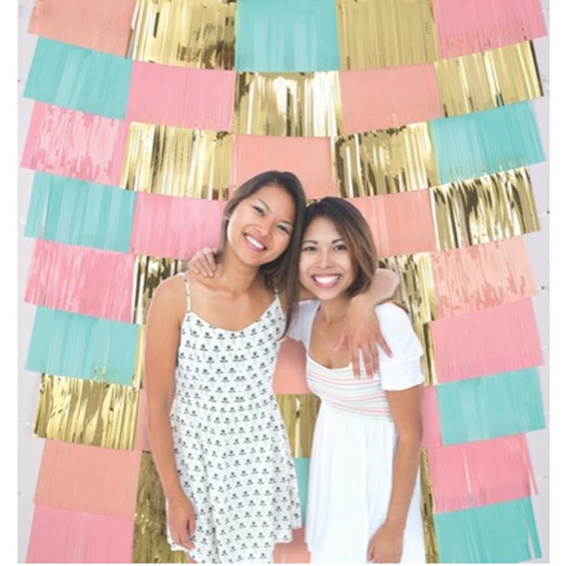 Pastel metallic fringed backdrop