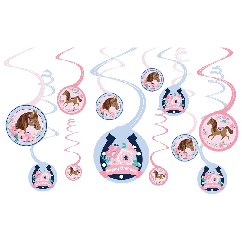 Saddle Up Birthday Swirls Decorations, 12 Count