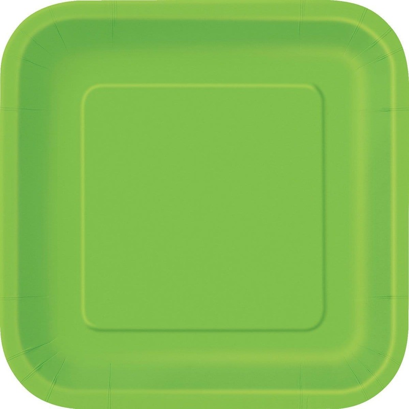 Square Paper Plates 7 In. - Lime Green 16/pkg.