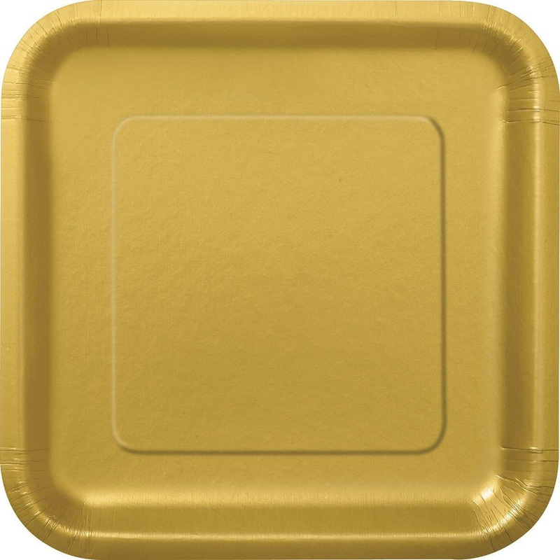 Square Paper Plates 9 In. - Gold 14/pkg.