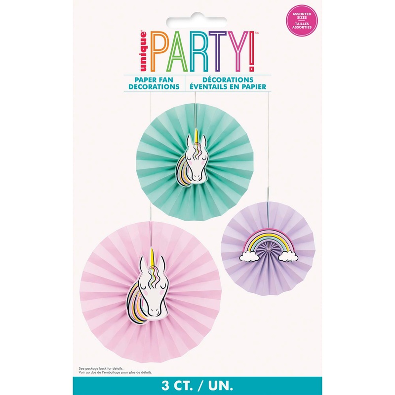 Unicorn Galaxy Paper Fans with Cutouts, 3 Count