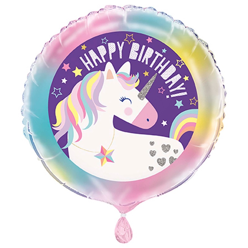 Unicorn Galaxy Round Foil Balloon, 18 Inches, 1 Count