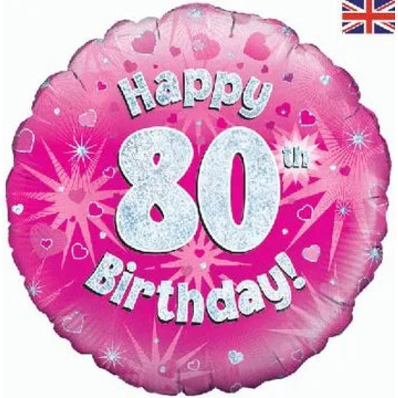 18" FOIL - HAPPY 80TH BIRTHDAY! - PINK