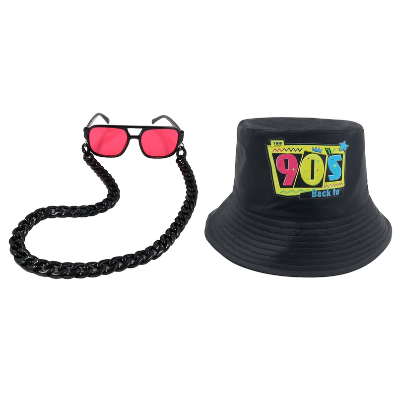 Black 90s Retro Accessory Kit for Adults