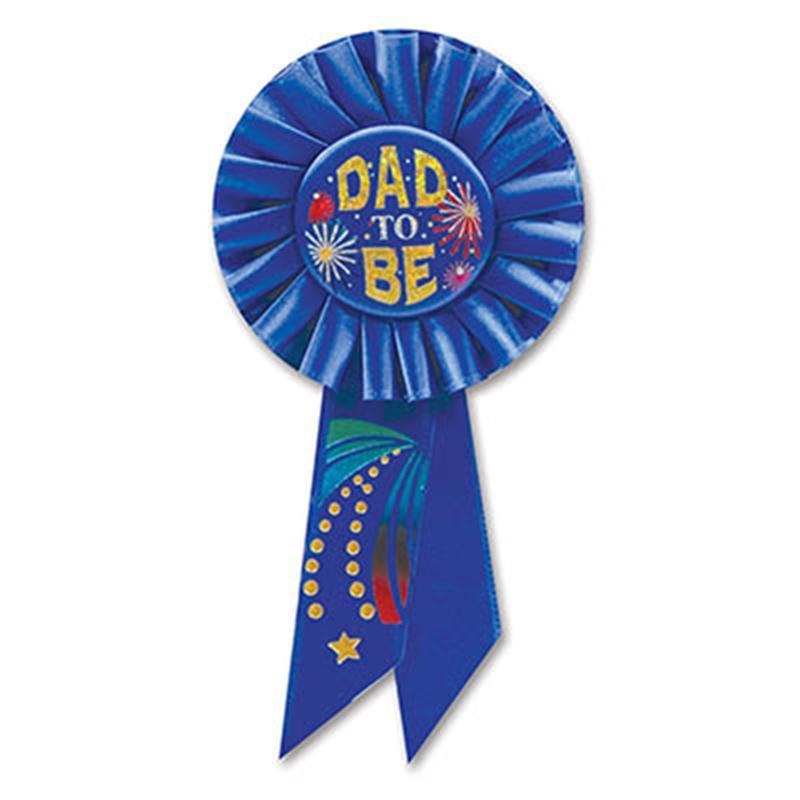 Blue baby shower Dad to Be award ribbon