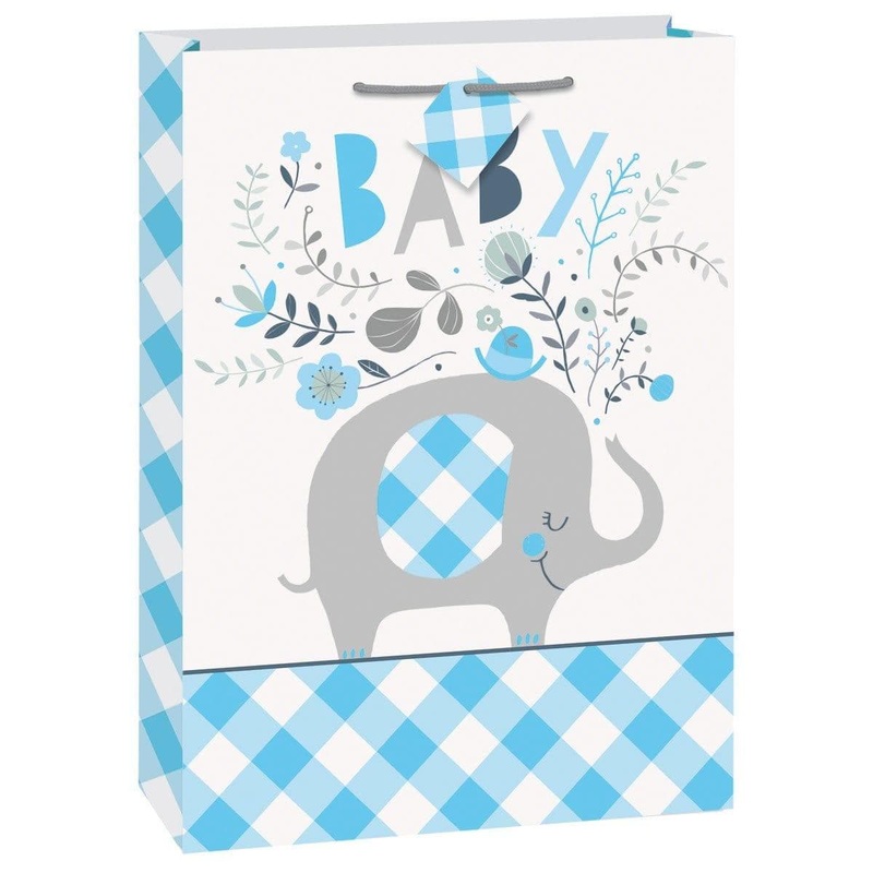 Blue Floral Elephant Gift Bag Jumbo