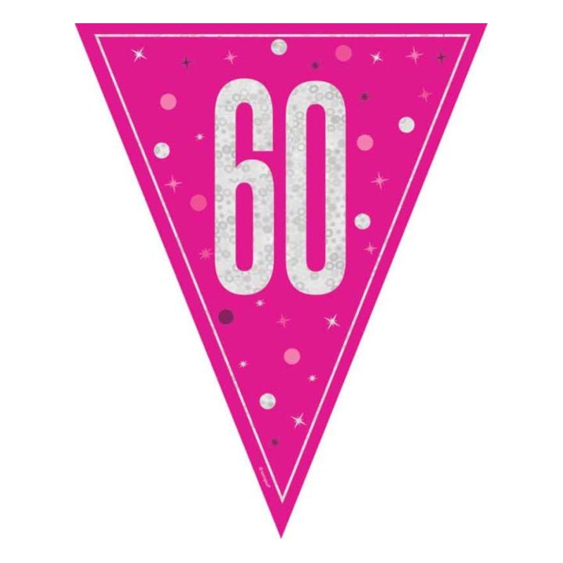 BUNTING - 60th - PINK GLITZ