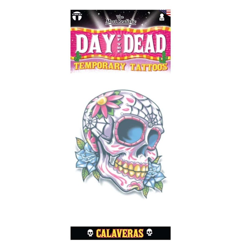 Calavera day of the dead temporary tattoo