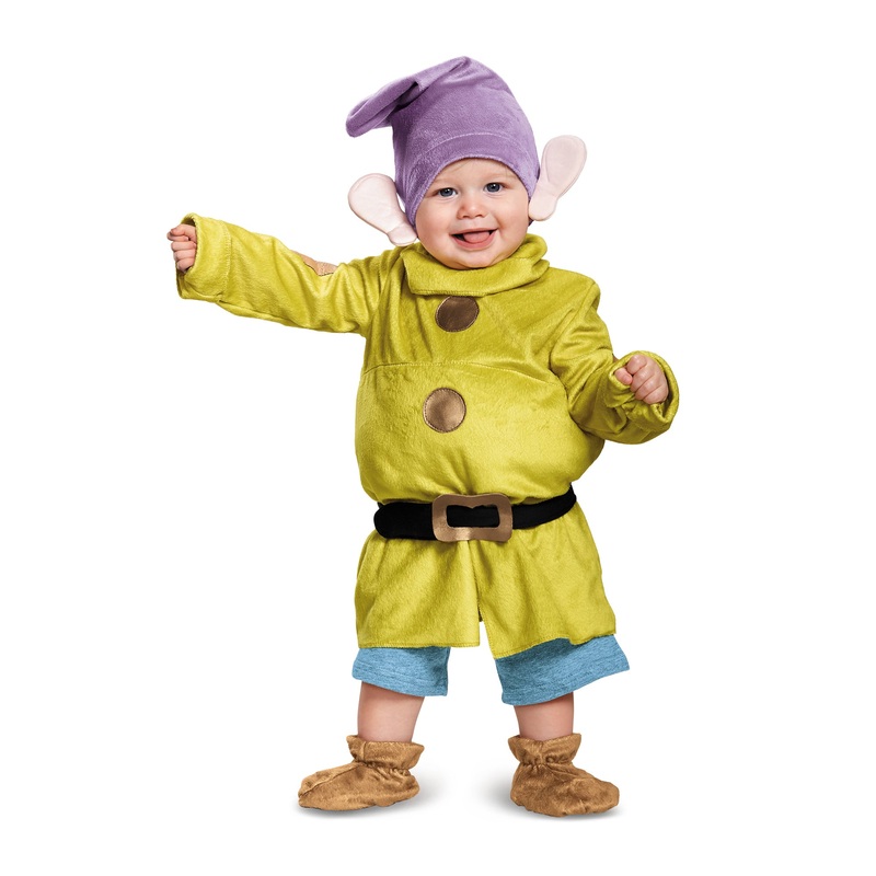Dopey Costume for Toddlers, Snow White, Tunic, Headpiece and Pair of Booties