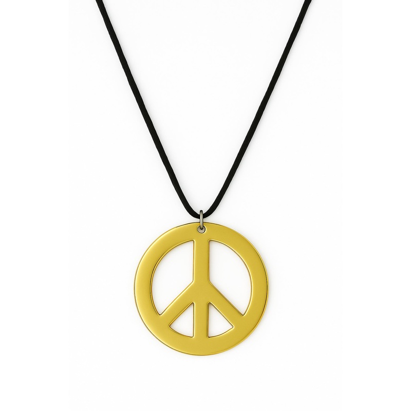 Gold Peace and Love Necklace, 1 Count