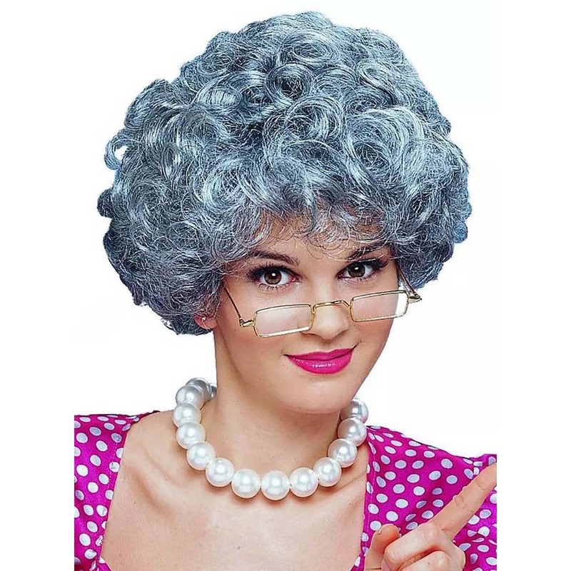 Granny Deluxe Grey Wig for Adults