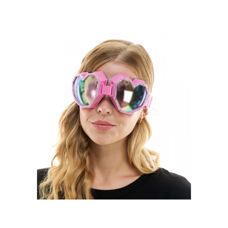 Pink Rhinestone Heart Shaped Glasses for Adults