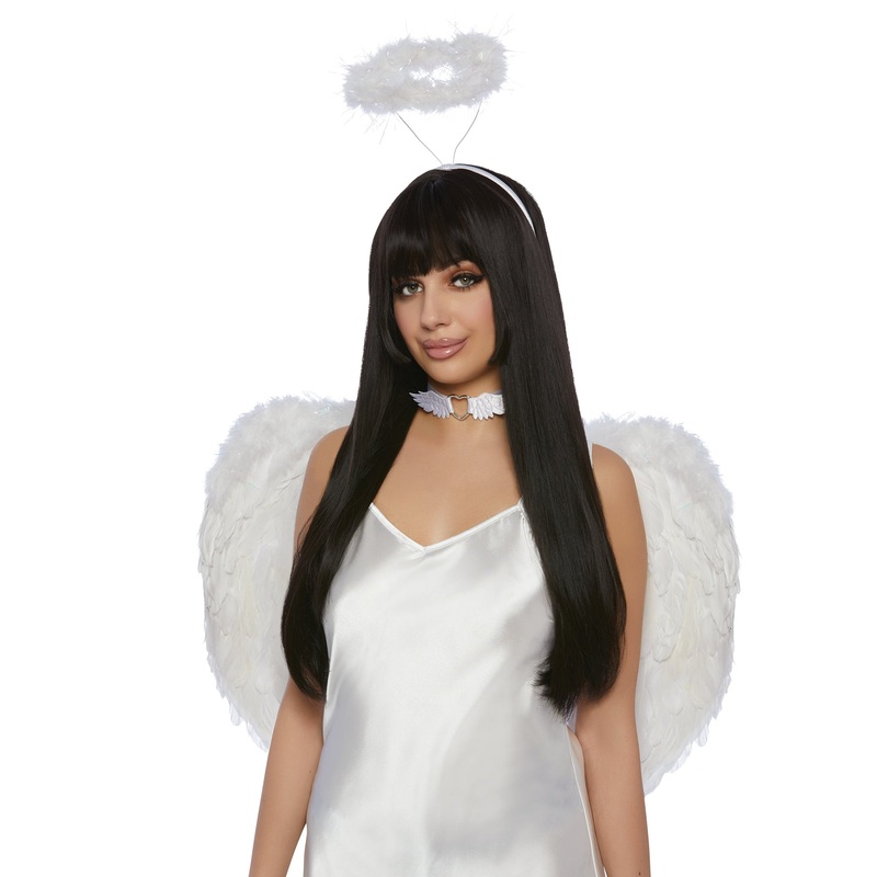 White Feather Kit for Adults, Wings, Halo and Choker