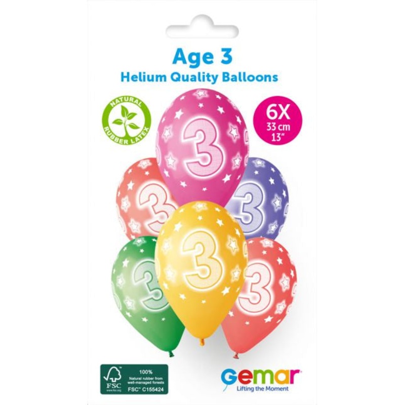 13" LATEX - AGE 3 - PACK OF 6