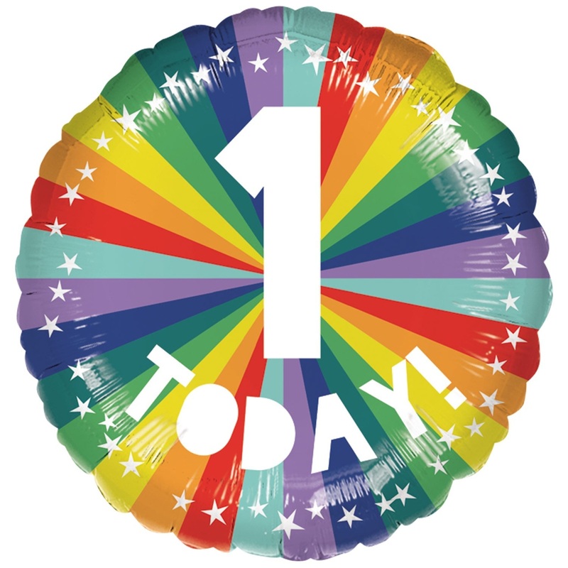 18" FOIL - 1 TODAY! - BRIGHT RAINBOW