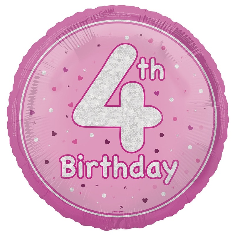 18" FOIL - 4th BIRTHDAY - PINK