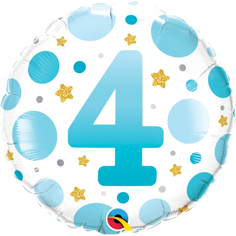 18" FOIL - AGE 4 - BLUE DOTS