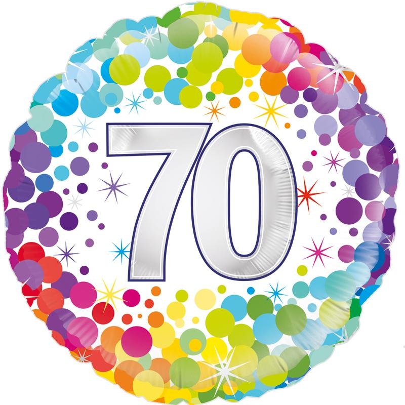 18" FOIL - AGE 70 - COLOURFUL CONFETTI