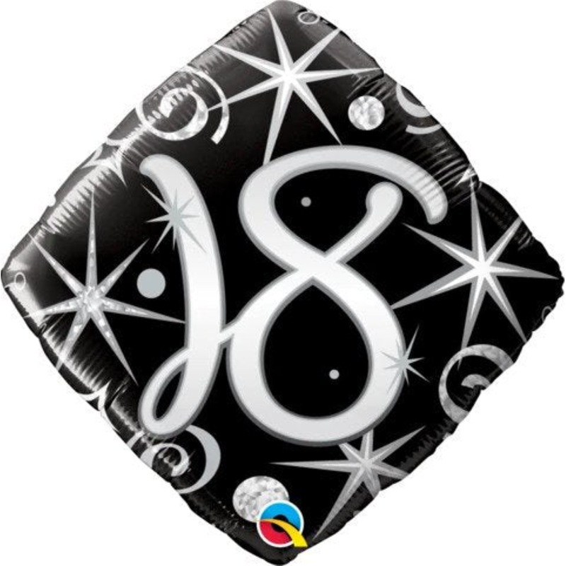 18" FOIL BALLOON - AGE 18 - ELEGANT SPARKLES & SWIRLS