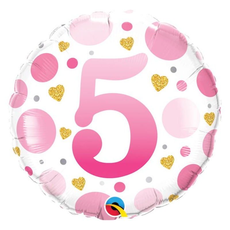 18" FOIL BALLOON - AGE 6 PINK DOTS
