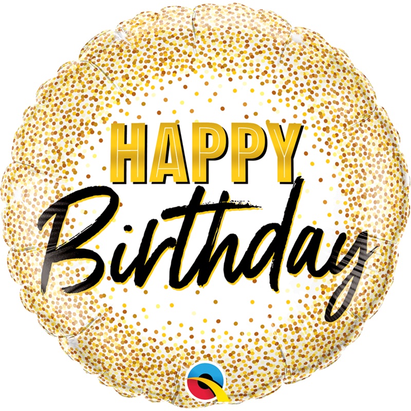 18" FOIL - BIRTHDAY GOLD GLITTER DOTS