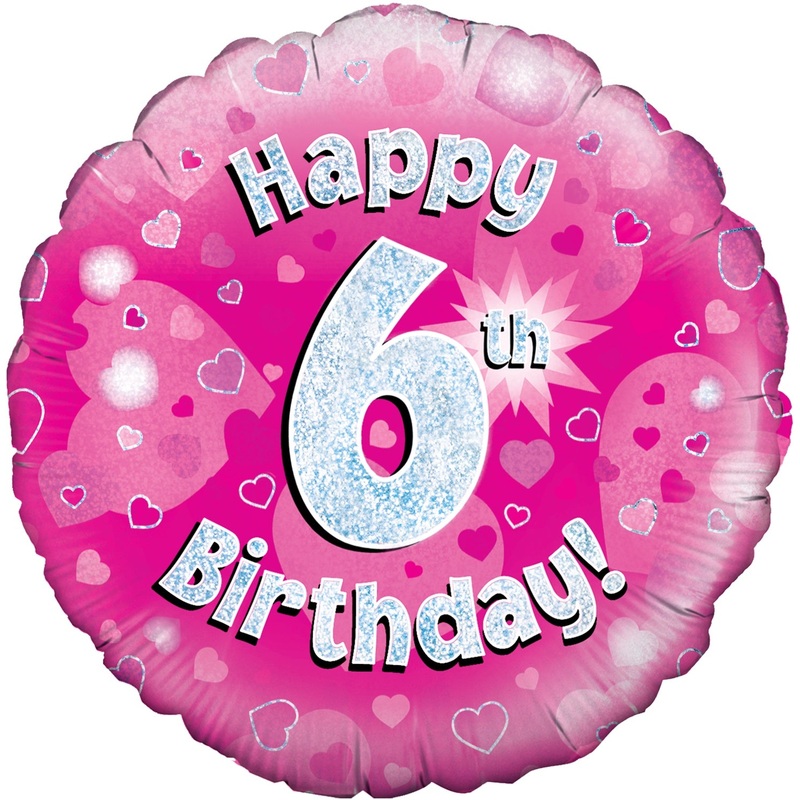 18" FOIL - HAPPY 6th BIRTHDAY! - PINK