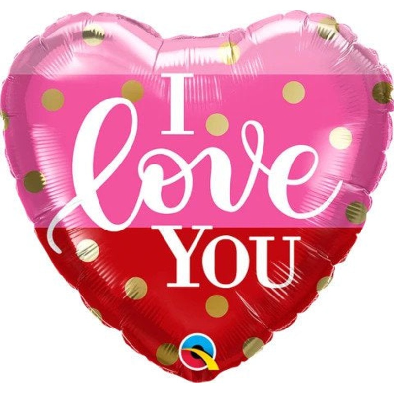 18" FOIL - I LOVE YOU - GOLD DOTS