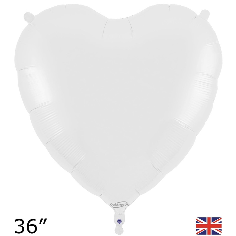 36" FOIL - HEART - WHITE