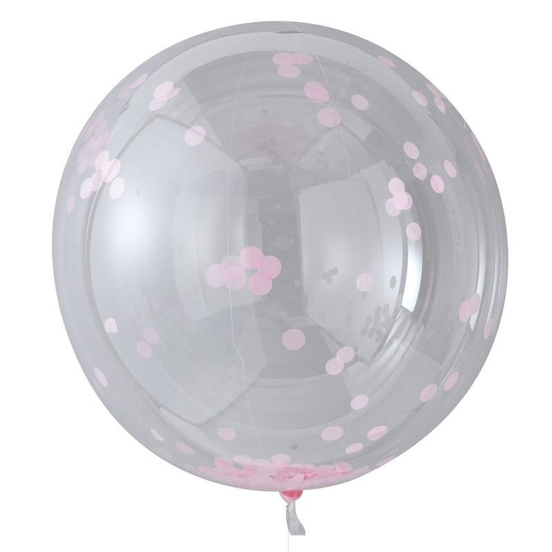 36" ORB BALLOON - PINK CONFETTI - PACK OF 3