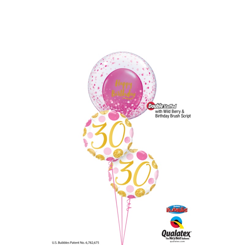BALLOON BOUQUET - PINK & GOLD CONFETTI BIRTHDAY