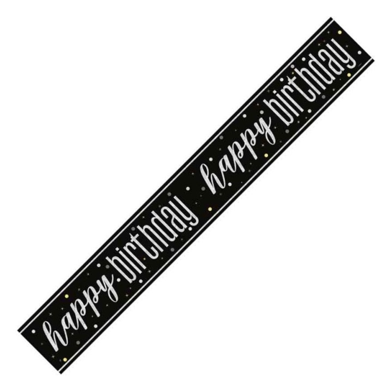 BANNER - HAPPY BIRTHDAY - BLACK GLITZ