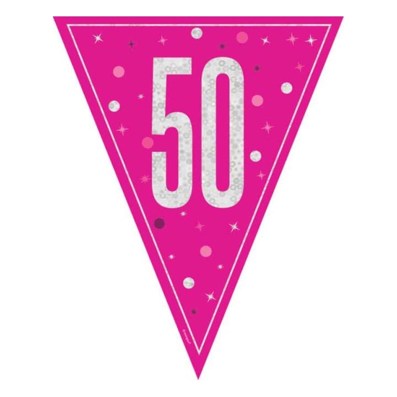 BUNTING - 50th - PINK GLITZ