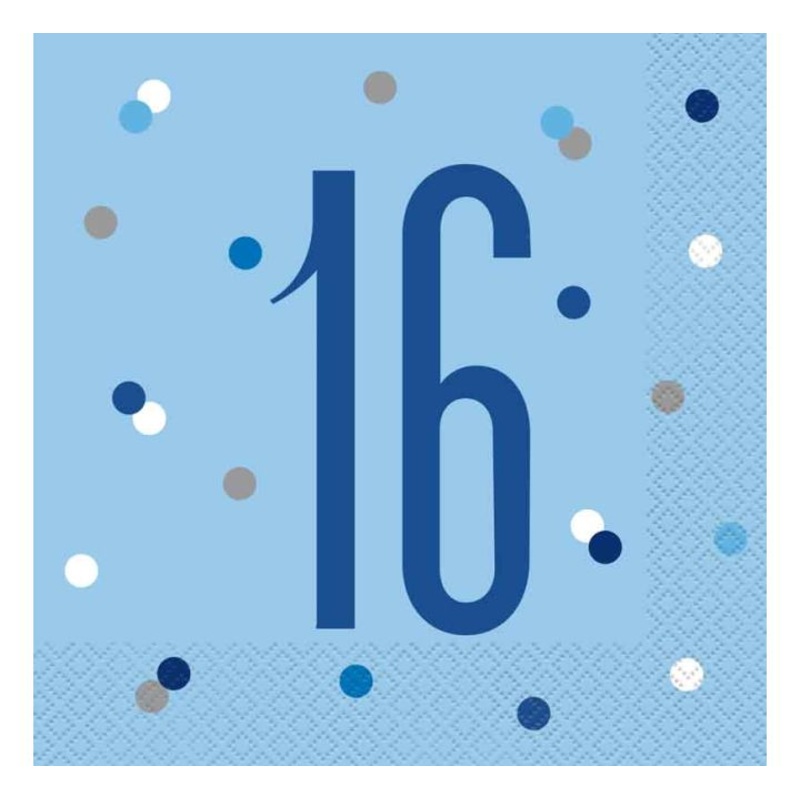 NAPKINS - 16th BLUE - PACK OF 16