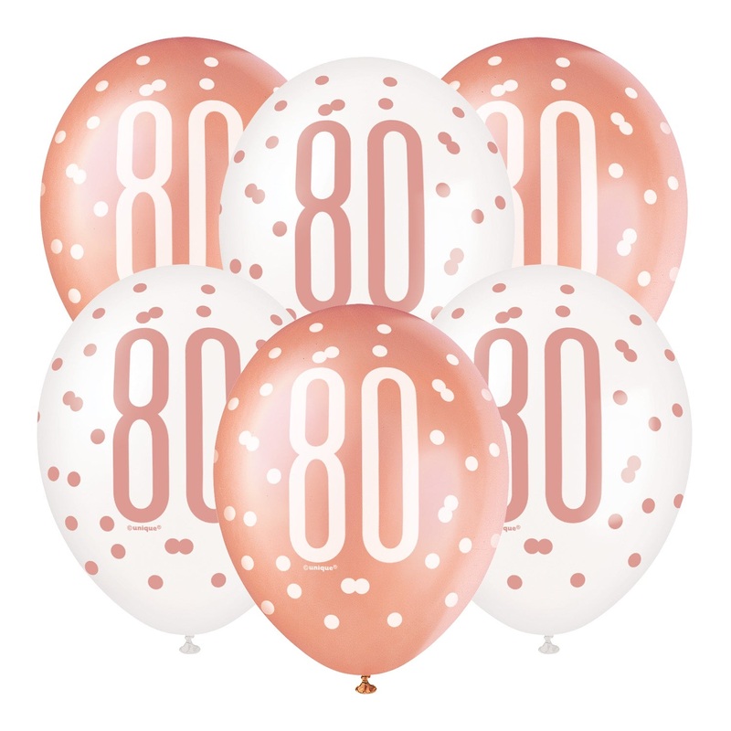 PACK OF 6 LATEX - 80th - ROSE GOLD