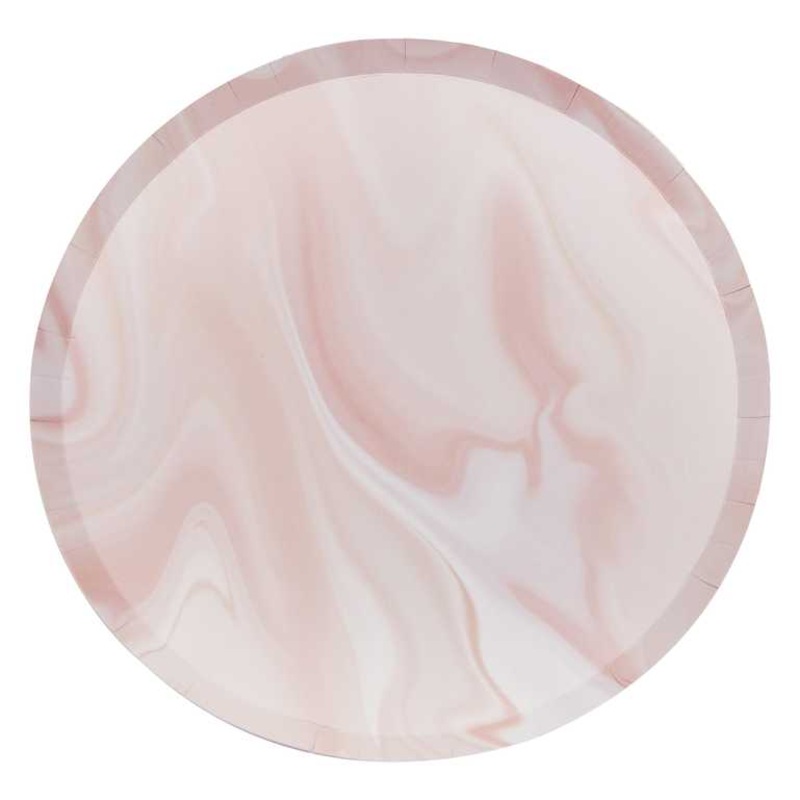 PAPER PLATES - PINK MARBLE - PACK OF 8