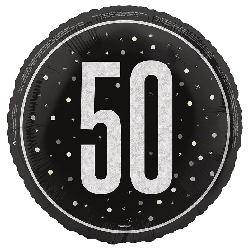 18" FOIL - 50th - BLACK GLITZ