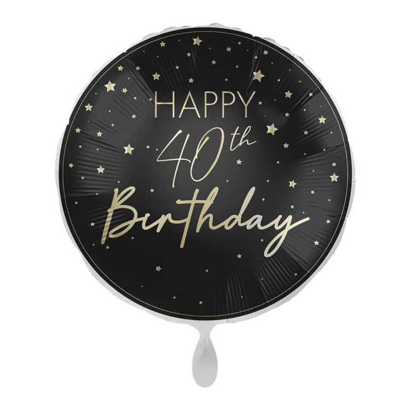 18" FOIL - HAPPY 40th BIRTHDAY - BLACK & GOLD