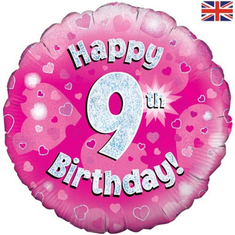 18" FOIL - HAPPY 9th BIRTHDAY - PINK